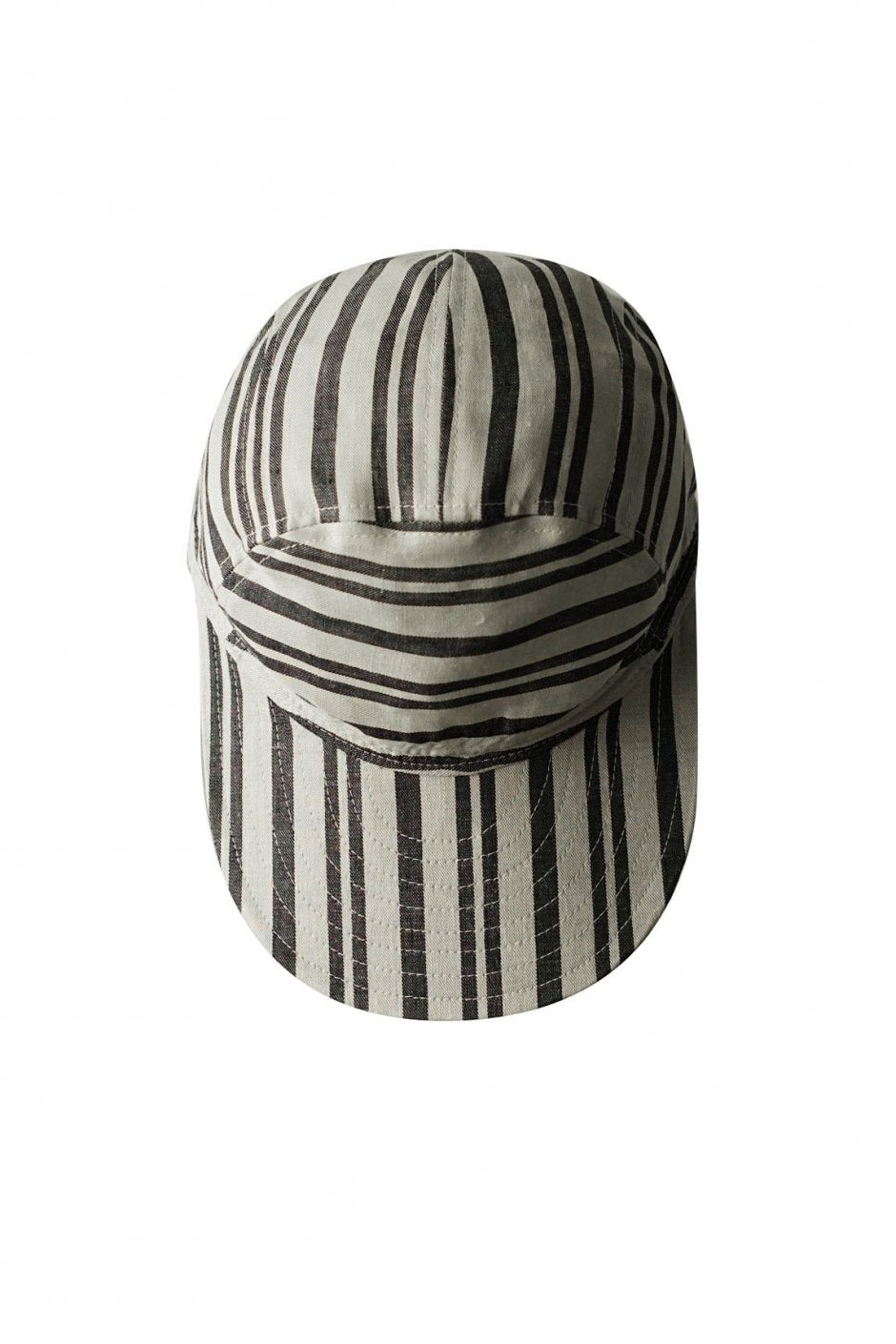 Nigel Cabourn - CYCLING CAP LINEN HICKORY - ECRU