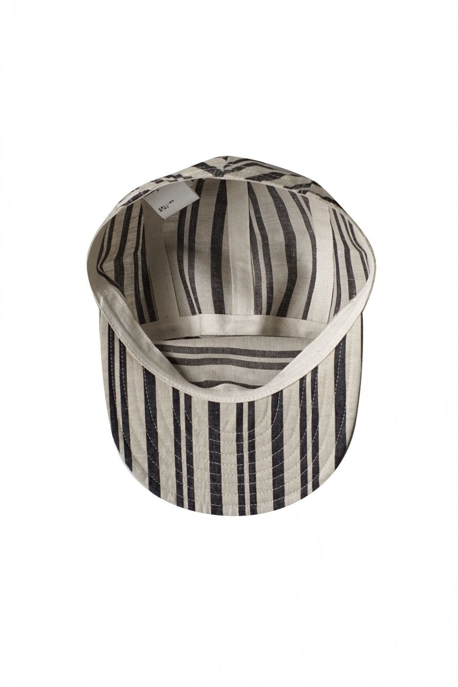 Nigel Cabourn - CYCLING CAP LINEN HICKORY - ECRU