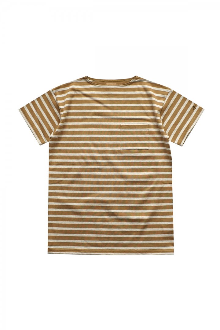 Nigel Cabourn woman - WIDE SILHOUETTE T-SHIRT STRIPE - CAMEL