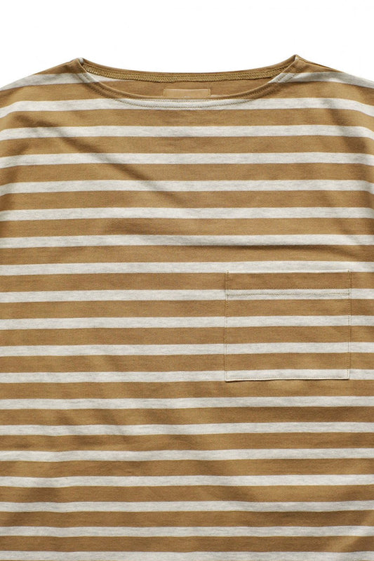 Nigel Cabourn woman - WIDE SILHOUETTE T-SHIRT STRIPE - CAMEL