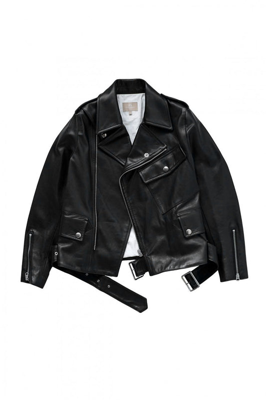 Nigel Cabourn woman - MORTORCYCLE LEATHER JACKET - BLACK