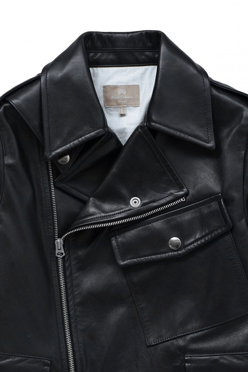 Nigel Cabourn woman - MORTORCYCLE LEATHER JACKET - BLACK