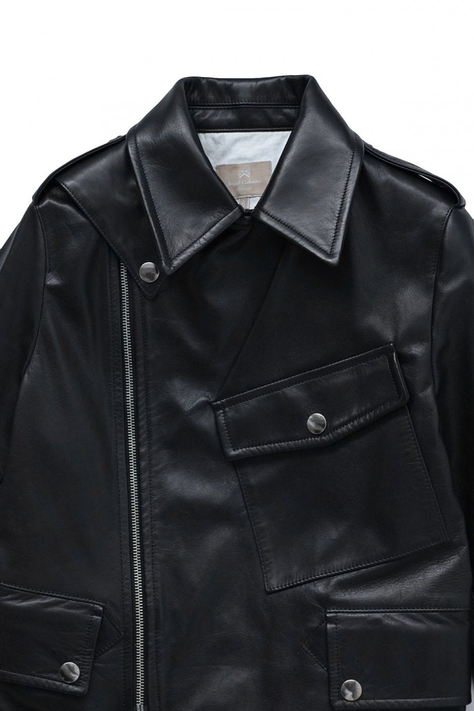 Nigel Cabourn woman - MORTORCYCLE LEATHER JACKET - BLACK