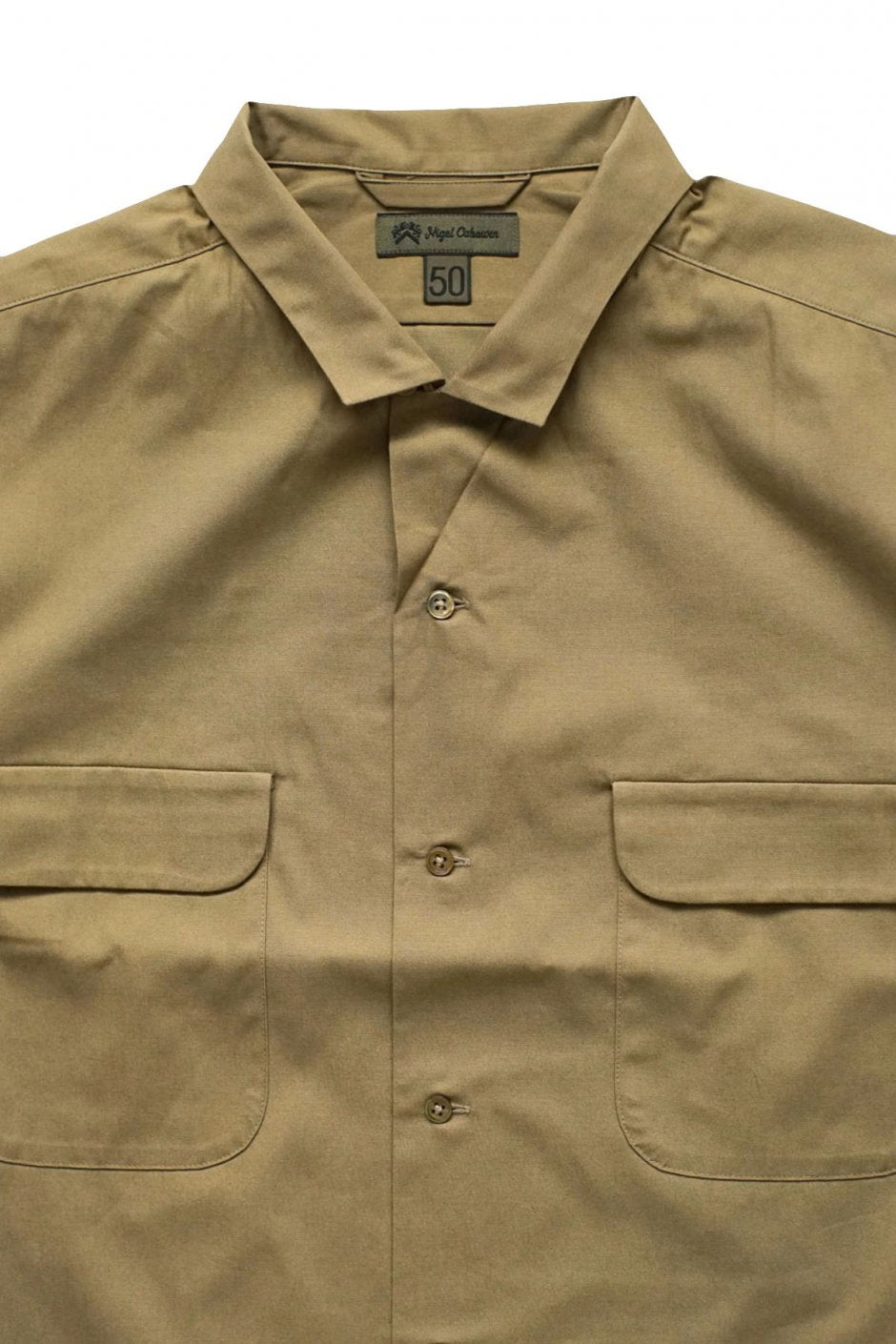 Nigel Cabourn - OPEN COLLARED WIDE SHIRT - KHAKI