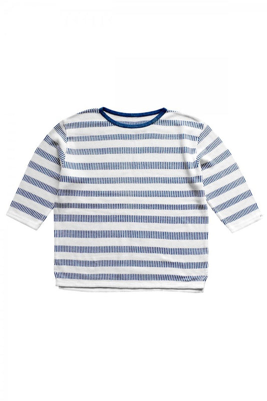 Porter Classic - BORDER KNIT LONG SLEEVE - BLUE