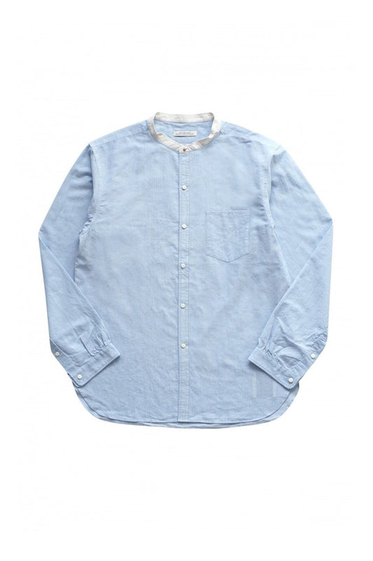 OLD JOE - STUD BUTTON BAND COLLAR SHIRTS - SAX BLUE