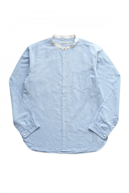 OLD JOE - STUD BUTTON BAND COLLAR SHIRTS - SAX BLUE