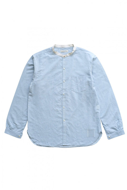 OLD JOE - STUD BUTTON BAND COLLAR SHIRTS - SAX BLUE