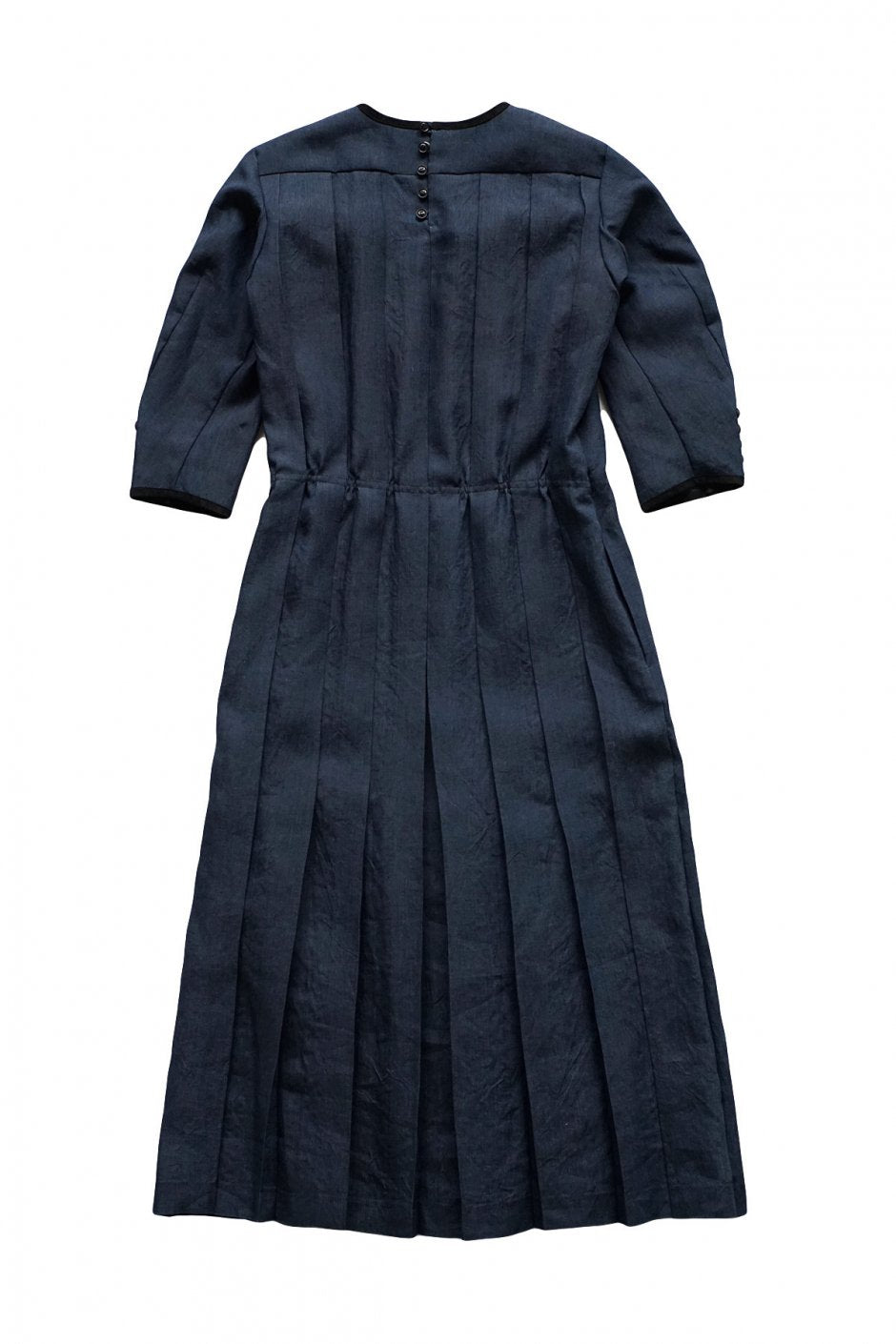 Nigel Cabourn woman - PLEAT DRESS - LINEN CHAMBRAY - DARK INDIGO