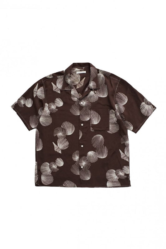 OLD JOE - ORIGINAL PRINTED OPEN COLLAR SHIRTS - SHELL - SHORT SLEEVE - COFFEE