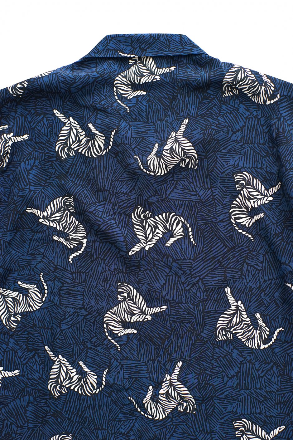 OLD JOE - ORIGINAL PRINTED OPEN COLLAR SHIRTS - ZEBRA - SHORT SLEEVE - COBALT