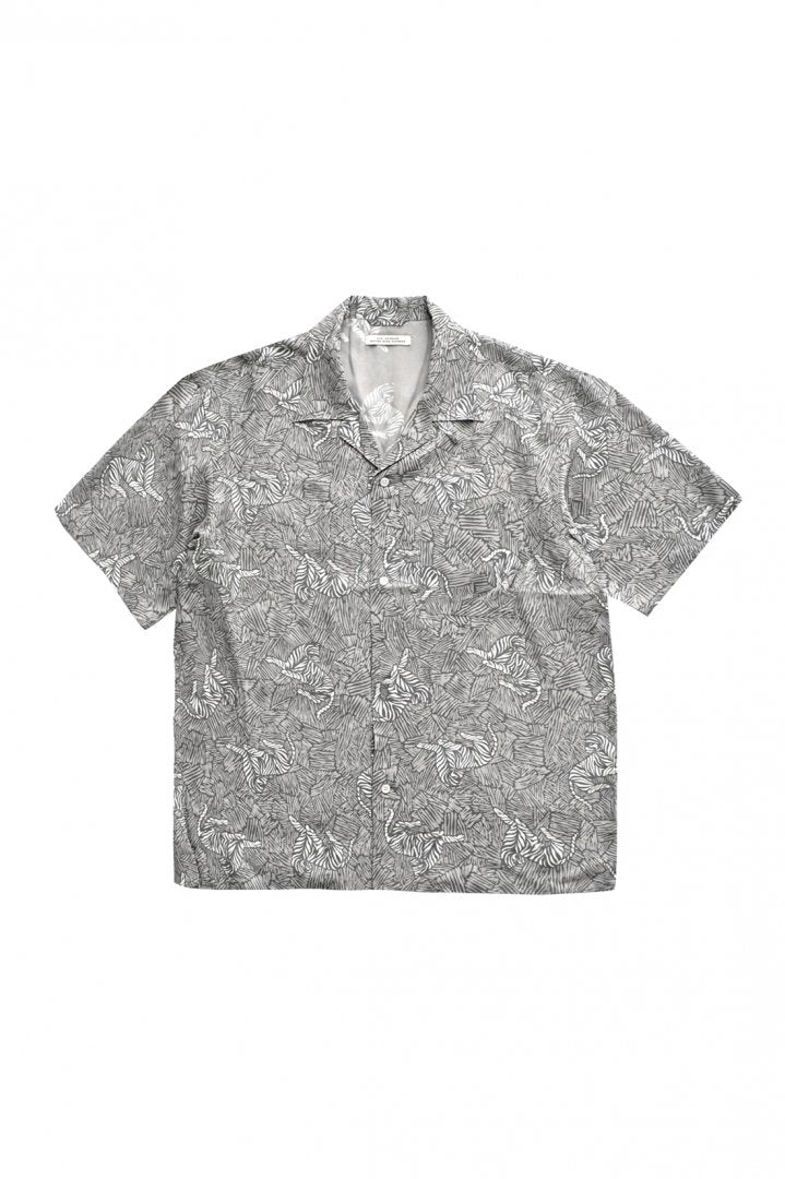 OLD JOE - ORIGINAL PRINTED OPEN COLLAR SHIRTS - ZEBRA - SHORT SLEEVE - FOG