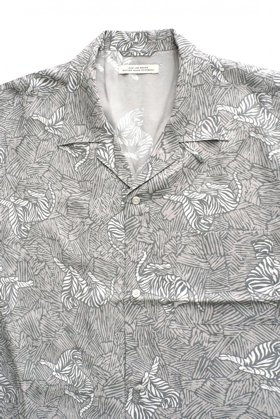 OLD JOE - ORIGINAL PRINTED OPEN COLLAR SHIRTS - ZEBRA - SHORT SLEEVE - FOG