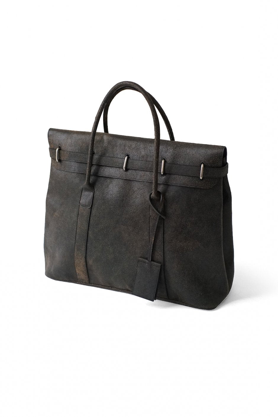 OLD JOE - DISTRESSED LEATHER MONEY BAG - BLACK