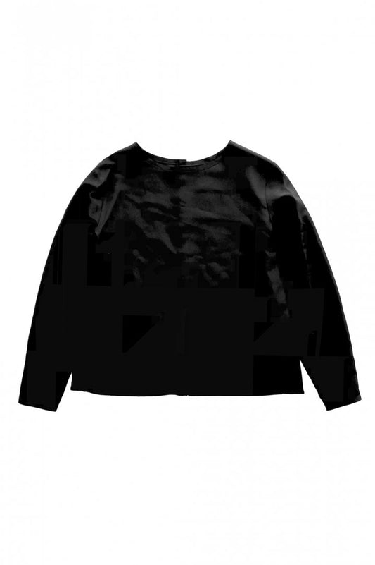 humoresque - CREW NECK BLOUSE - BLACK SILK