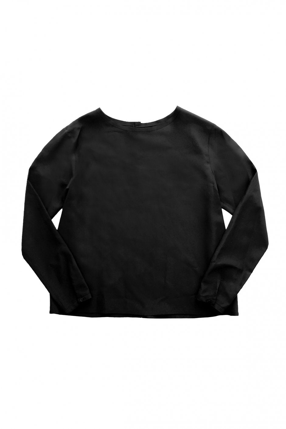 humoresque - CREW NECK BLOUSE - BLACK SILK