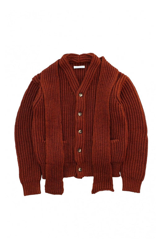 OLD JOE - FELT YARN MUFFLER CARDIGAN - CAYENNE