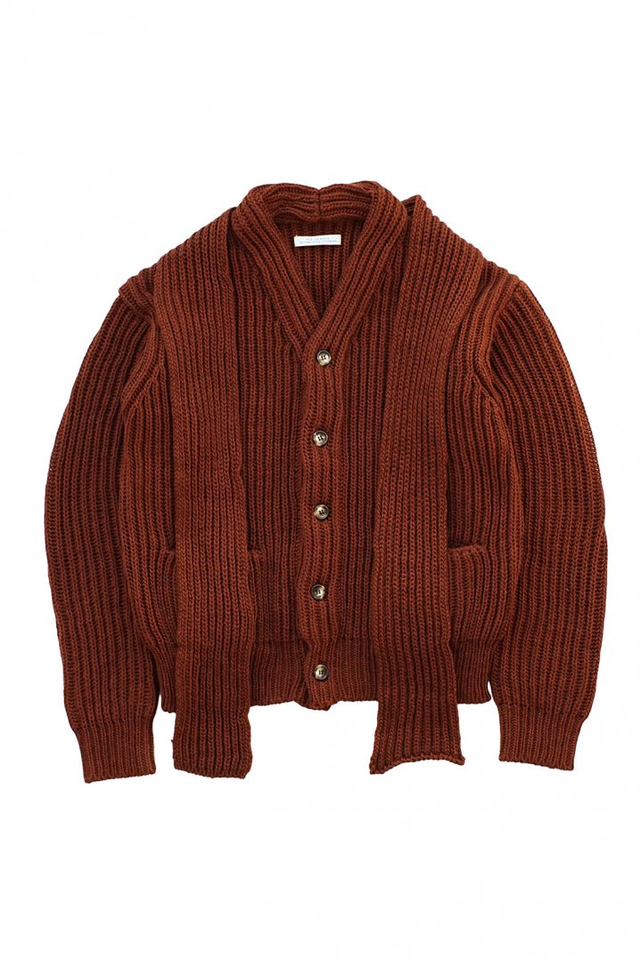 OLD JOE - FELT YARN MUFFLER CARDIGAN - CAYENNE