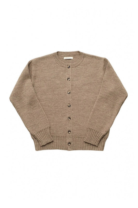 OLD JOE - TWEEDY YARN BUTTONED CREW-NECK SWEATER - TAUPE