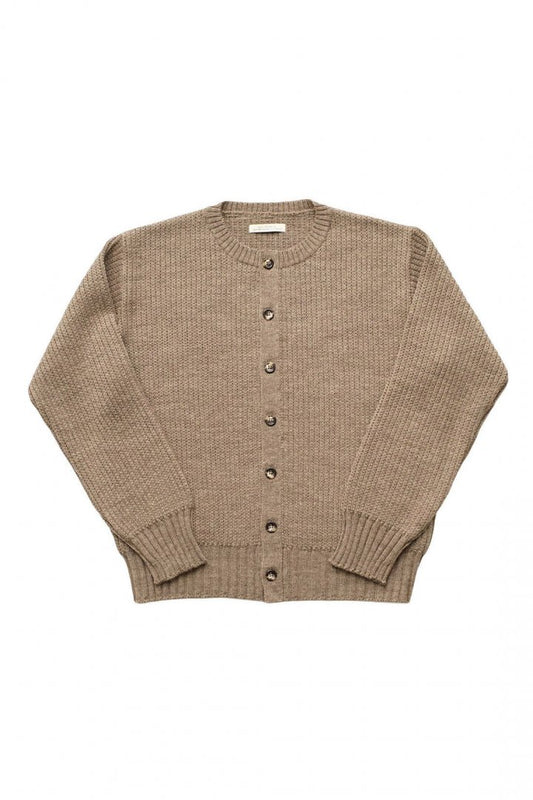 OLD JOE - TWEEDY YARN BUTTONED CREW-NECK SWEATER - TAUPE