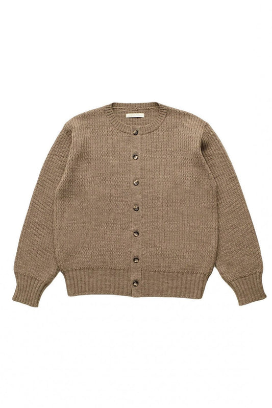 OLD JOE - TWEEDY YARN BUTTONED CREW-NECK SWEATER - TAUPE