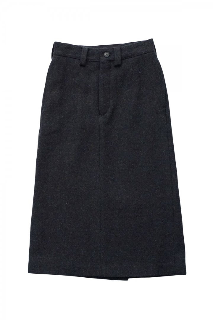 Nigel Cabourn woman - BASIC LONG SKIRT WASHABLE WOOL - DARK NAVY