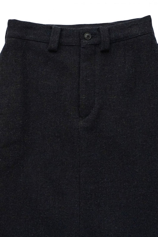 Nigel Cabourn woman - BASIC LONG SKIRT WASHABLE WOOL - DARK NAVY