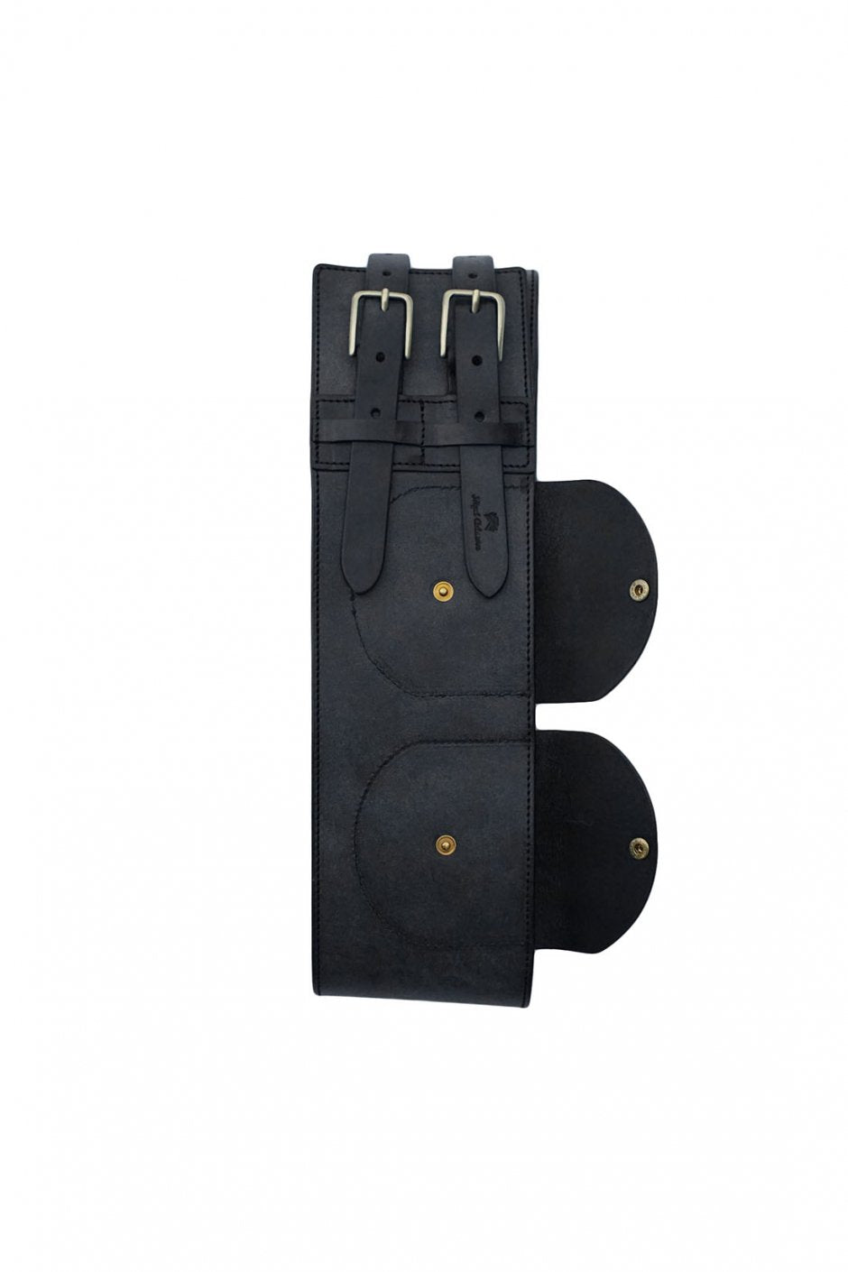 Nigel Cabourn woman - DOUBLE BUCKLE BELT LEATHER - BLACK