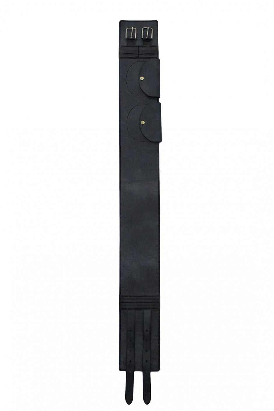 Nigel Cabourn woman - DOUBLE BUCKLE BELT LEATHER - BLACK