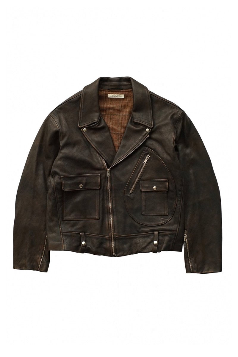 OLD JOE - DOUBLE FRONT MOTO JACKET - BLACK BROWN