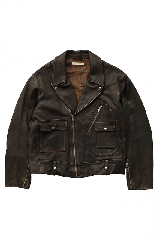 OLD JOE - DOUBLE FRONT MOTO JACKET - BLACK BROWN