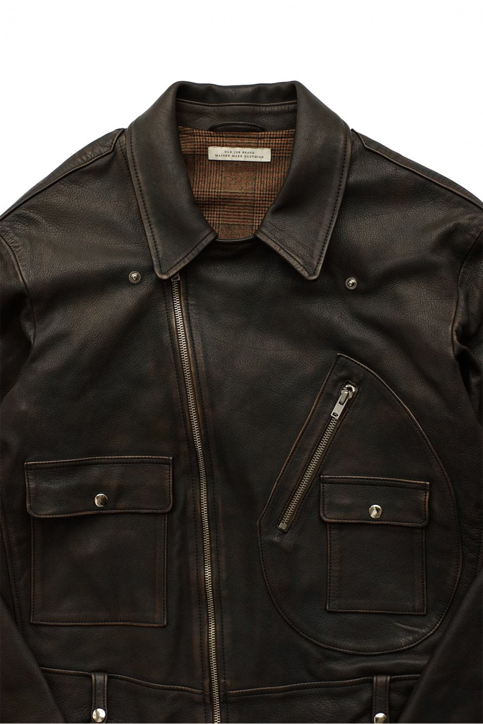 OLD JOE - DOUBLE FRONT MOTO JACKET - BLACK BROWN