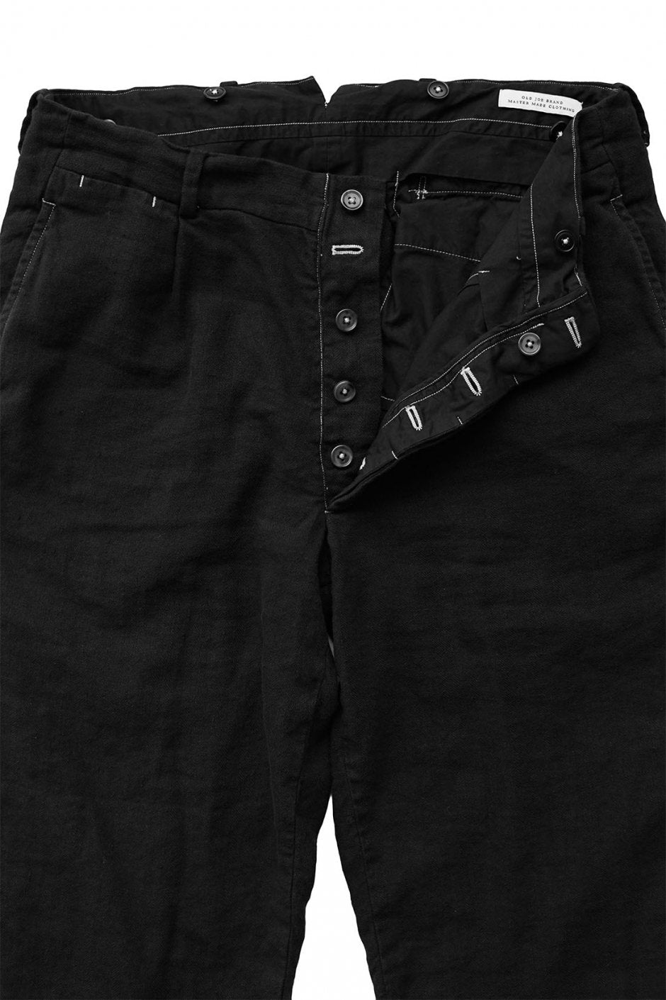 OLD JOE ★★★ - EXCLUSIVE ARTISAN SACK TROUSER - IRREGULAR HERRINGBONE BLACK