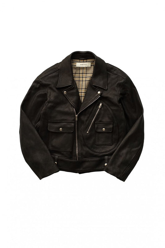 WRYHT - KNOTTED WAIST MOTO JACKET - BLACK