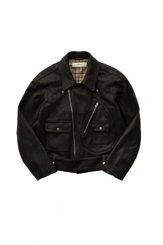 WRYHT - KNOTTED WAIST MOTO JACKET - BLACK