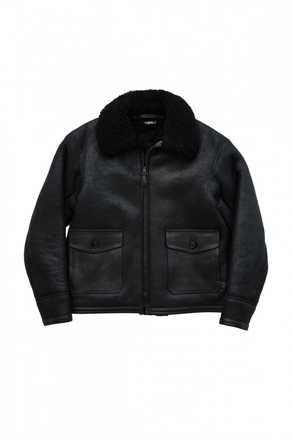 OLD JOE ★★★ - EXCLUSIVE REVERSIVLE DISTREESED SHEARLING JACKET - BLACK