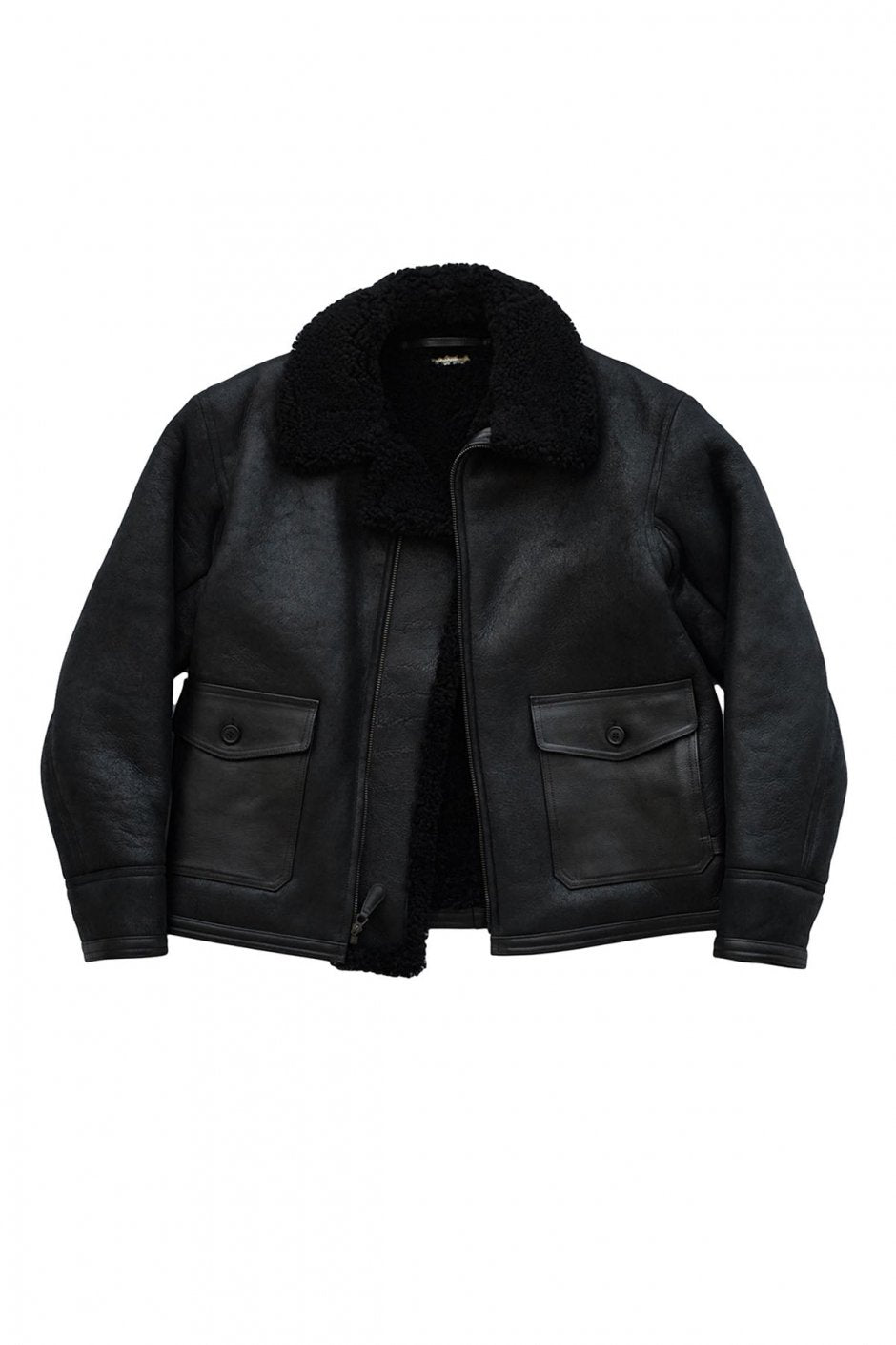 OLD JOE ★★★ - EXCLUSIVE REVERSIVLE DISTREESED SHEARLING JACKET - BLACK