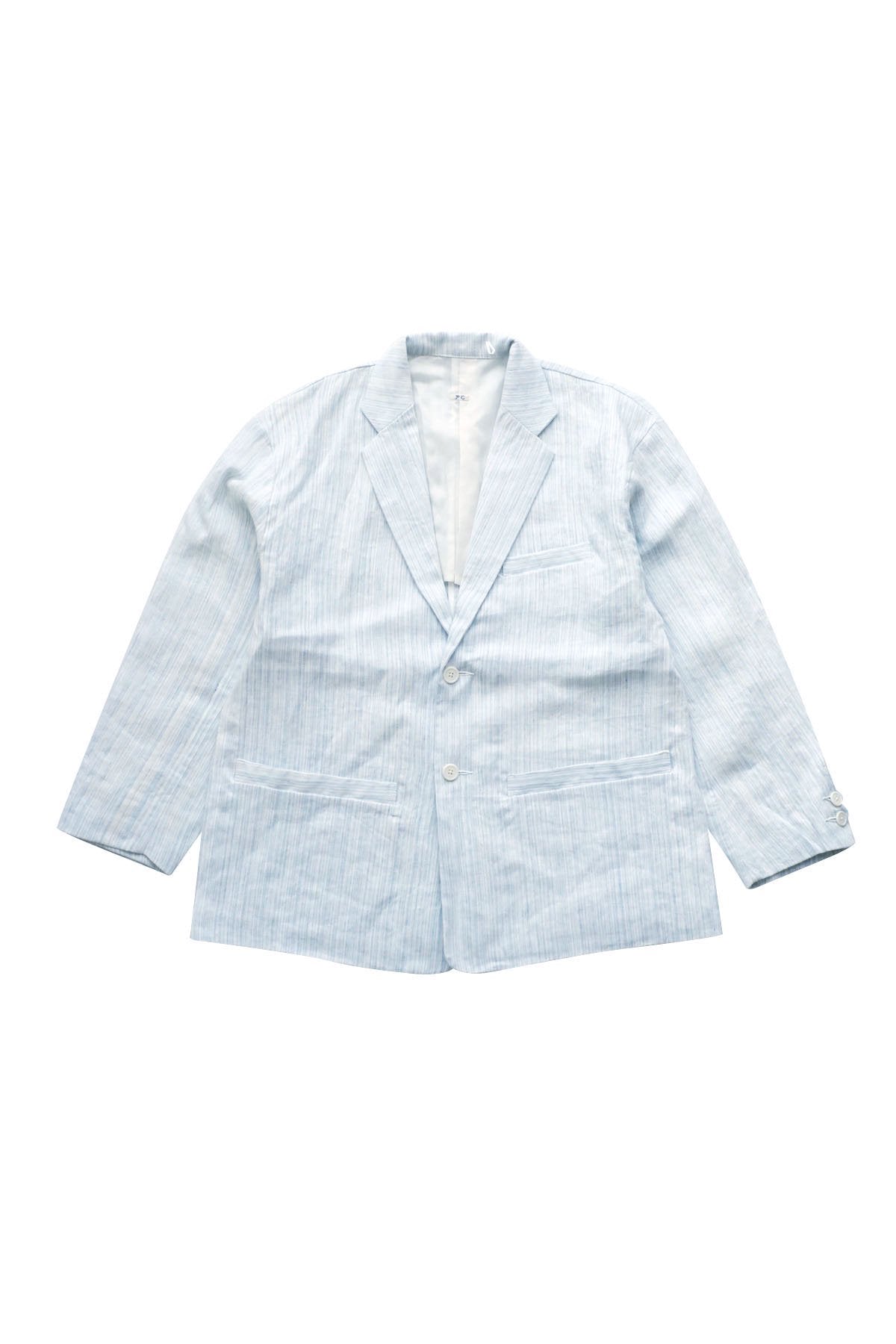 Porter Classic - LINEN STRIPE CLASSIC THREE PIECE JACKET - L.BLUE