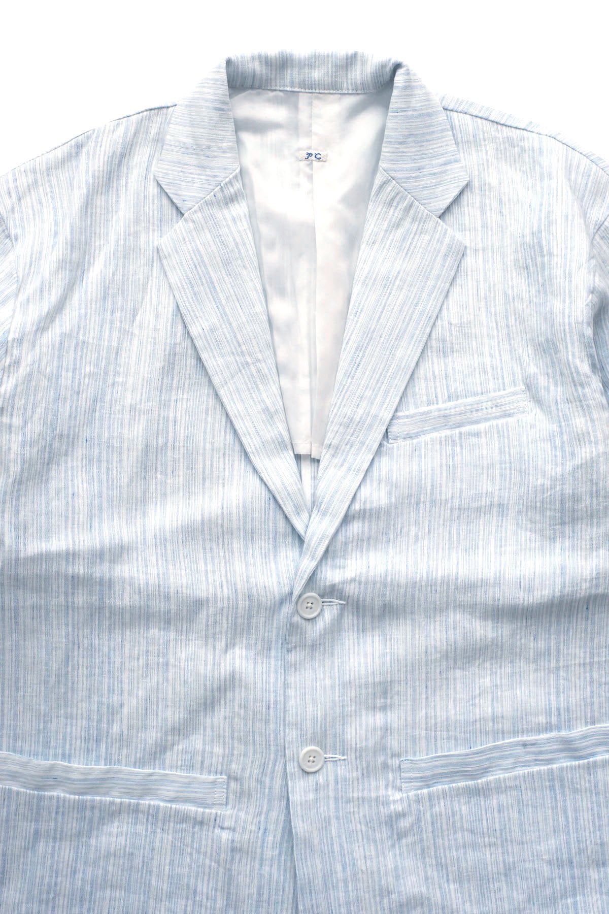 Porter Classic - LINEN STRIPE CLASSIC THREE PIECE JACKET - L.BLUE