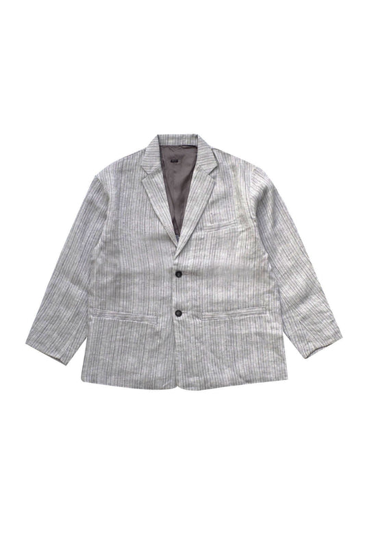 Porter Classic - LINEN STRIPE CLASSIC THREE PIECE JACKET - BLACK