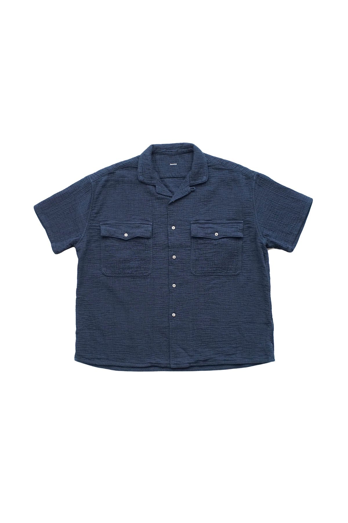 Porter Classic - SASHIKO SUPER LIGHT KEROUAC SHIRT - NEW BLUE