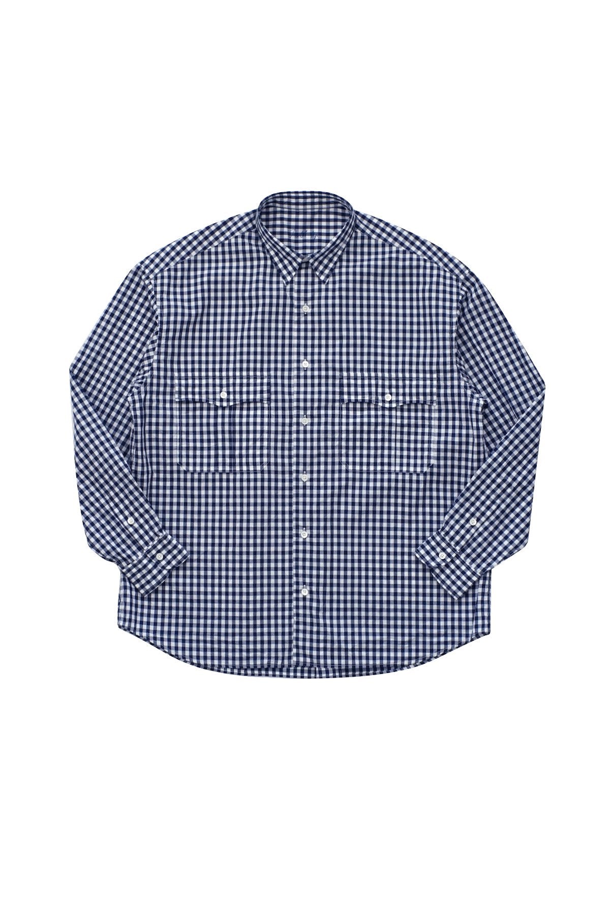 Porter Classic - ROLL UP GINGHAM CHECK SHIRT - NAVY