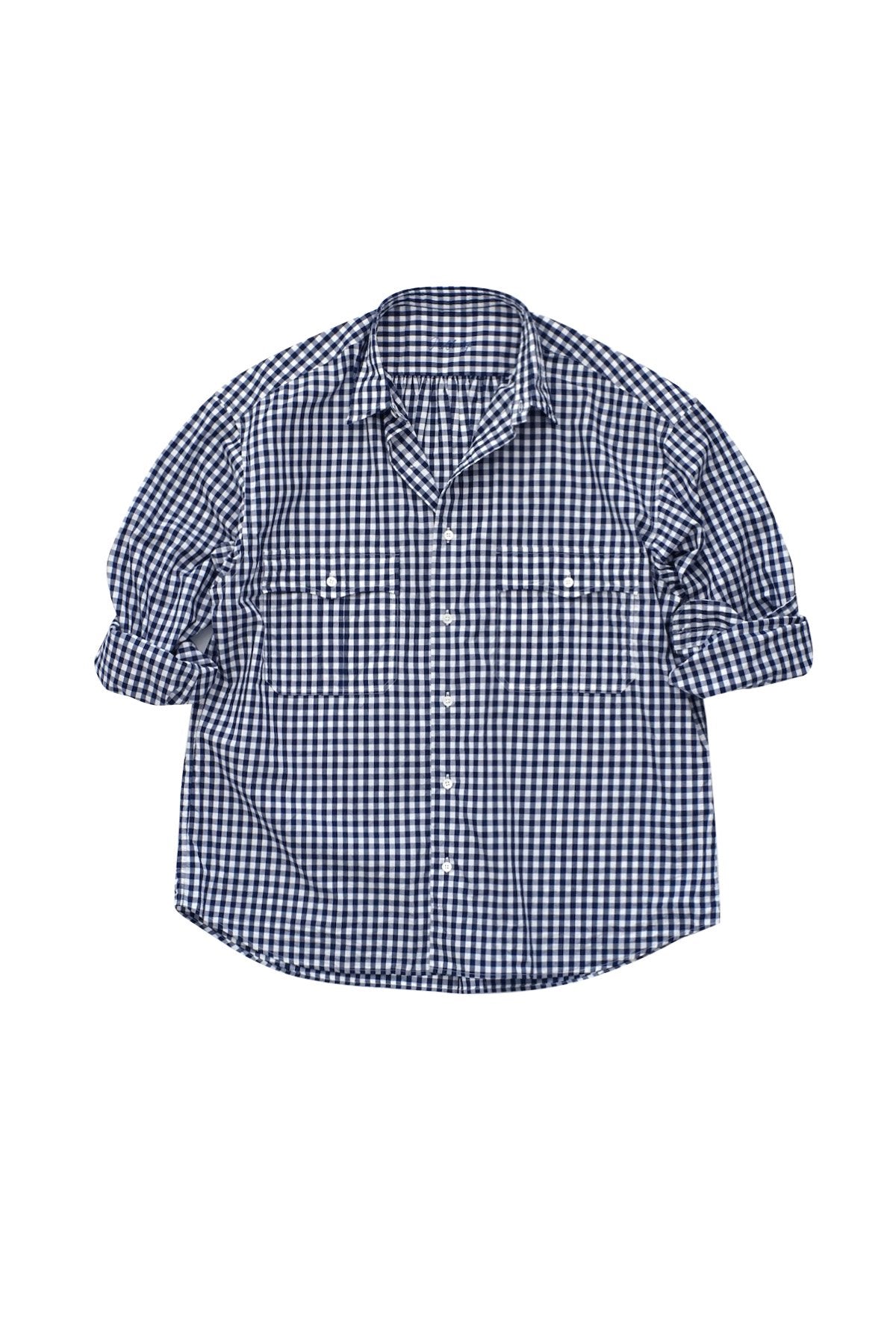 Porter Classic - ROLL UP GINGHAM CHECK SHIRT - NAVY