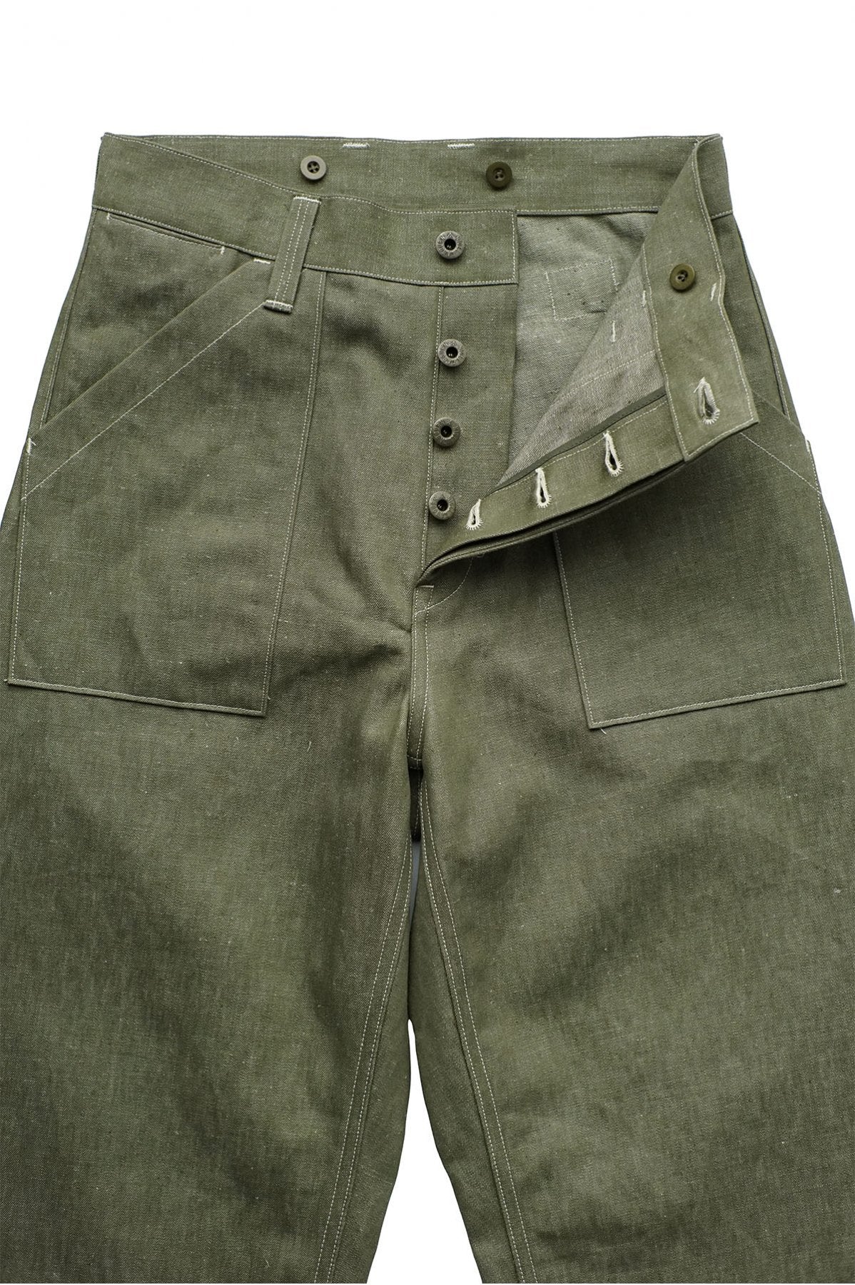 Nigel Cabourn - DECK PANT C/L DENIM - GREEN