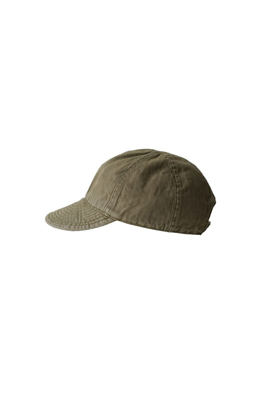 NIGEL CABOURN - LYBRO MECHANICS CAP - GARMENT DYE COTTON HERINGBONE - OLIVE