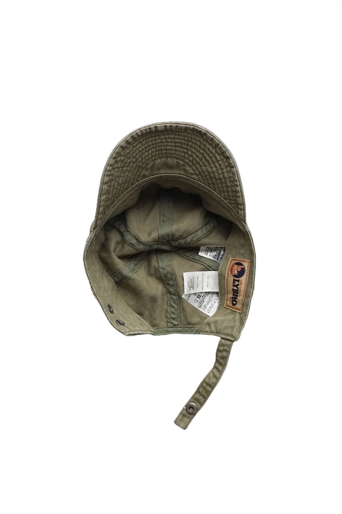 NIGEL CABOURN - LYBRO MECHANICS CAP - GARMENT DYE COTTON HERINGBONE - OLIVE