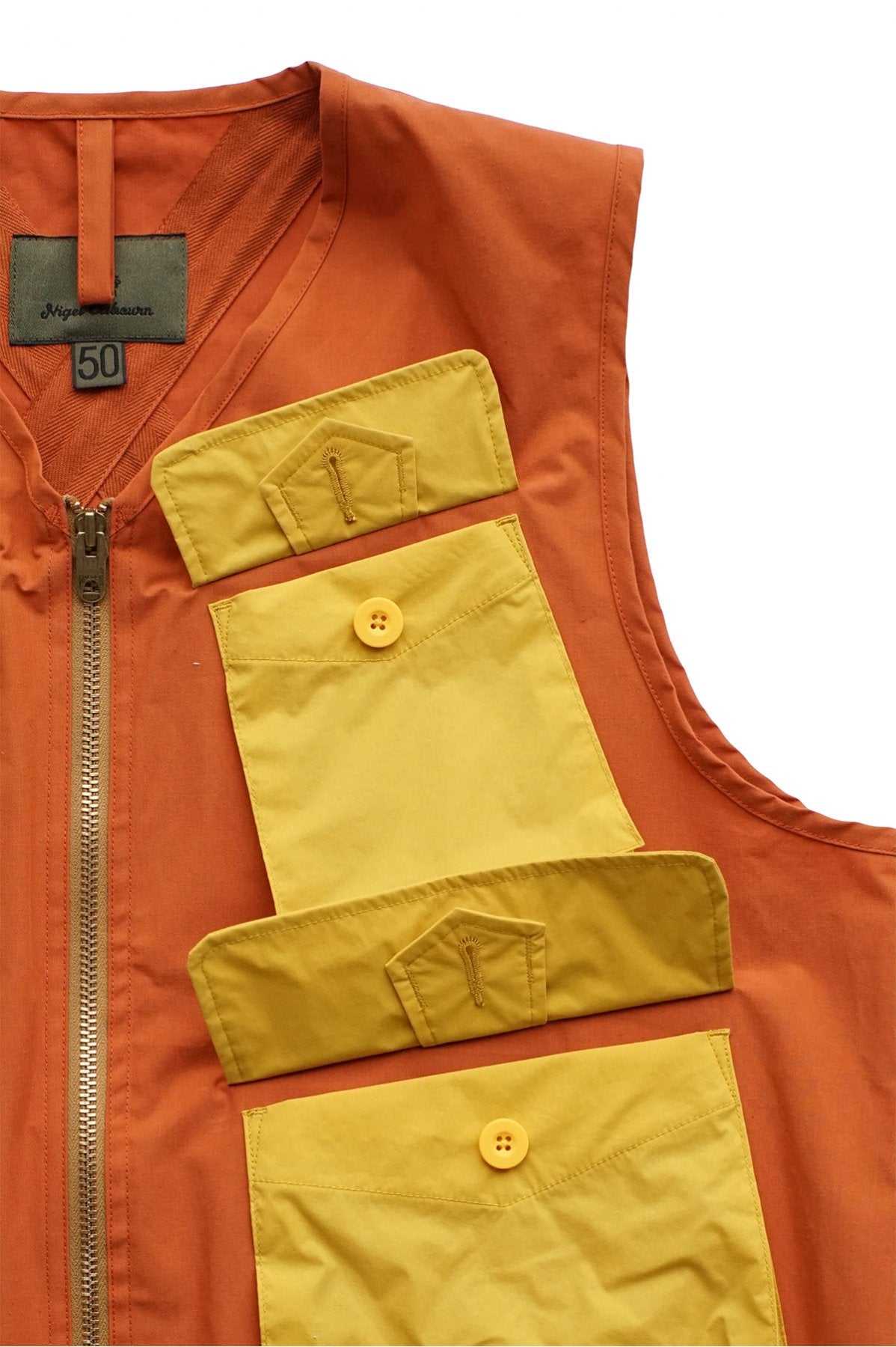 Nigel Cabourn - ARMY MULTI POCKET VEST - ORANGE