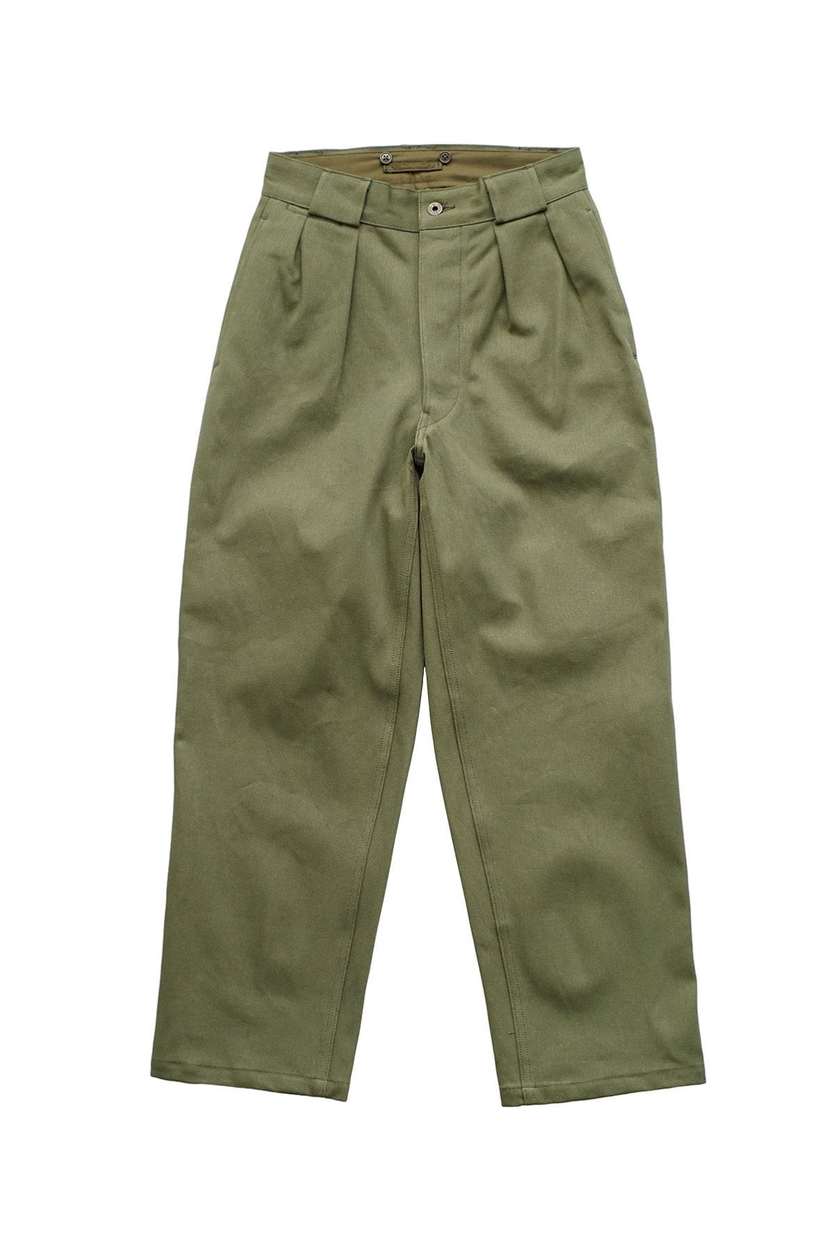 Nigel Cabourn - 2PLEATS WIDE PANT VINTAGE TWILL - GREEN