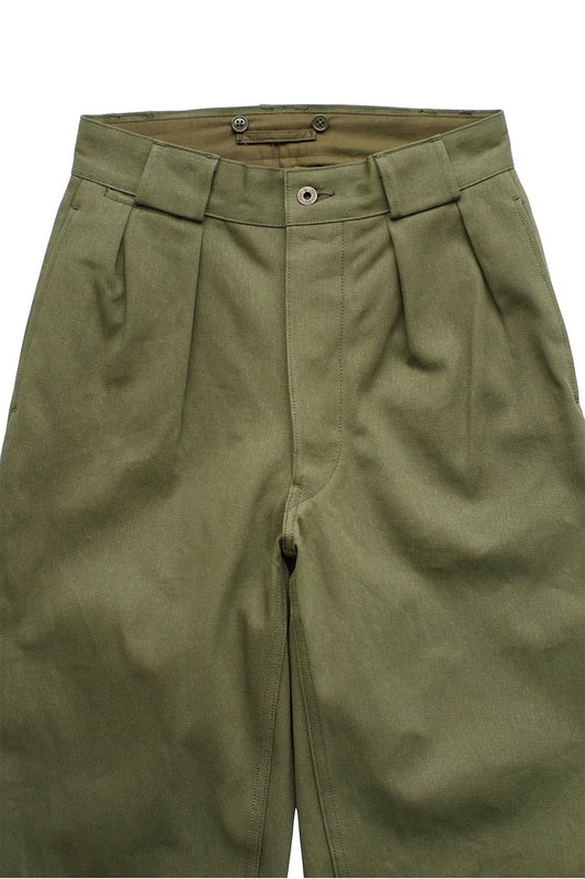 Nigel Cabourn - 2PLEATS WIDE PANT VINTAGE TWILL - GREEN