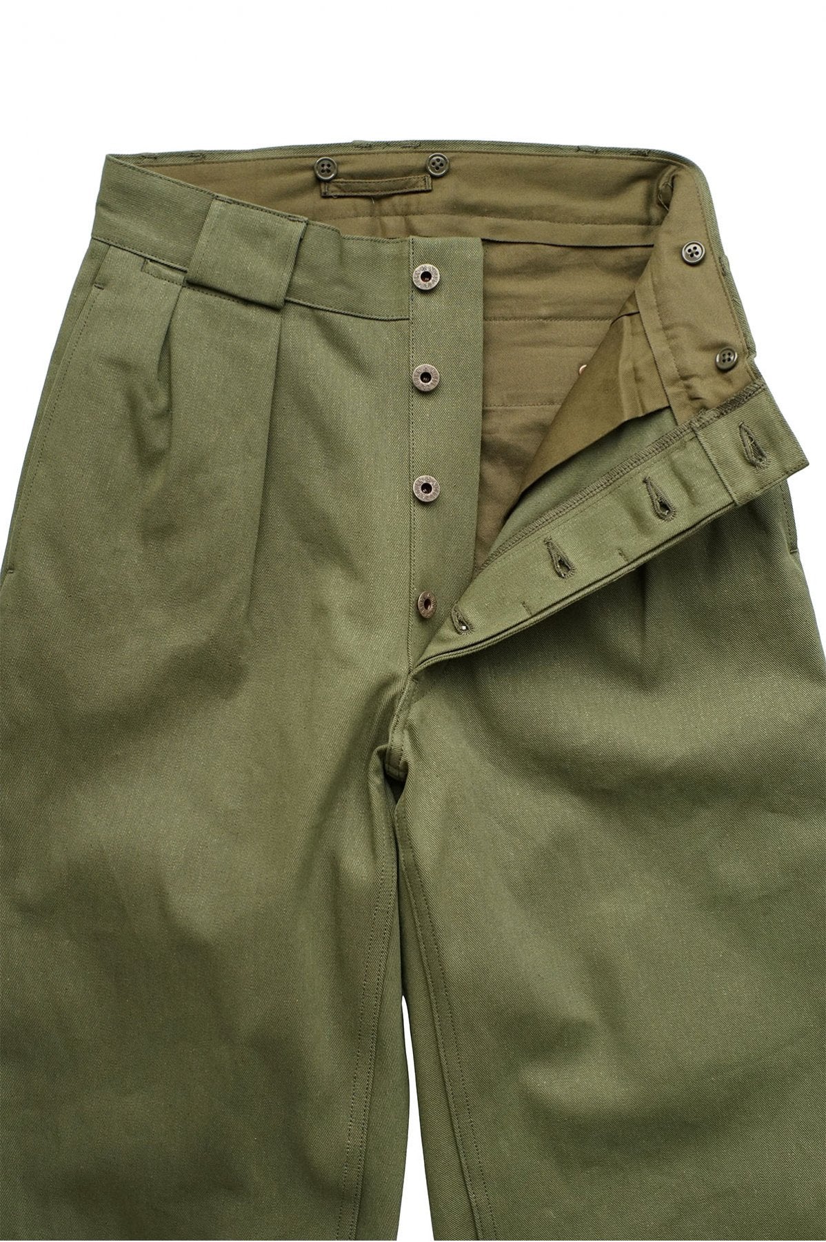 Nigel Cabourn - 2PLEATS WIDE PANT VINTAGE TWILL - GREEN